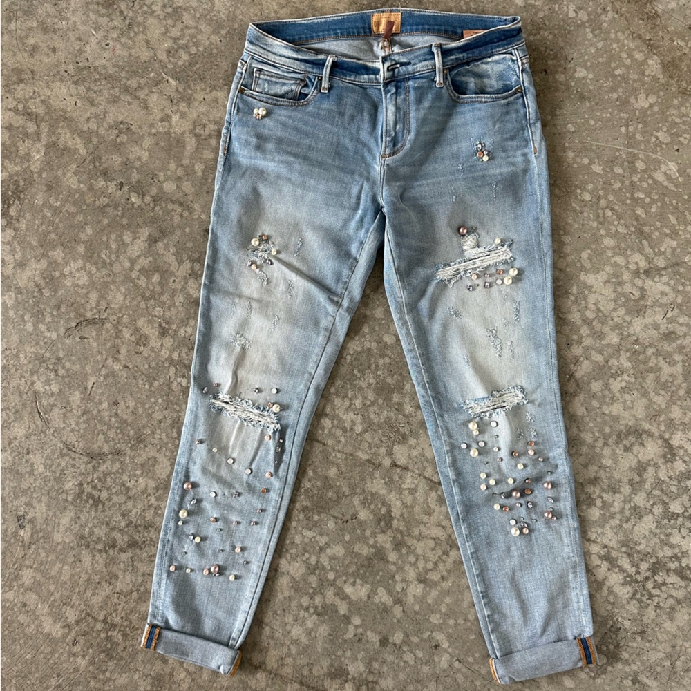 DRIFTWOOD Light Blue Skinny Jeans with Embellishments